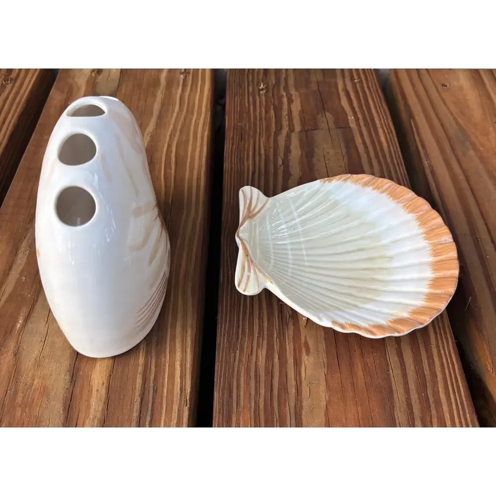 Tiger NAUTILUS SHELL Toothbrush Holder Better Homes & Gardens Beach Ocean Lot 2